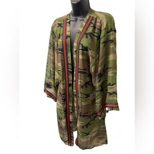 Camouflage Open-Front Swim Coverup